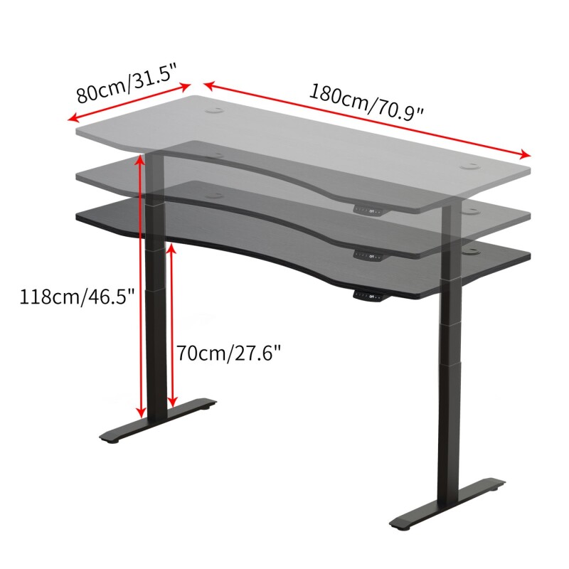 Office table with lifting system, 180 x 80cm