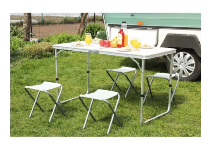 Fold-In-Half Table 120x70cm + 4 Folding Chair