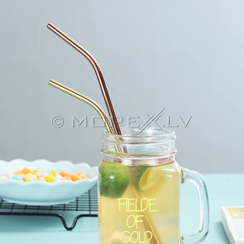 Metal drinking straws, assorted colours (8 pcs)