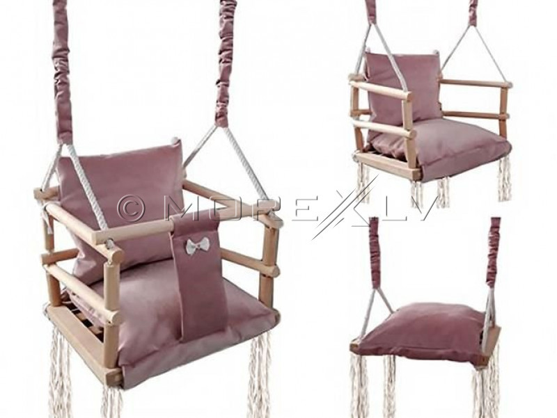 Wooden swing chair for kids, 3in1, brown