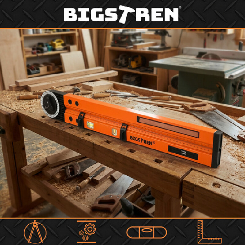 Multifunctional 3-in-1 Adjustable Angle Square, Spirit Level and Compass