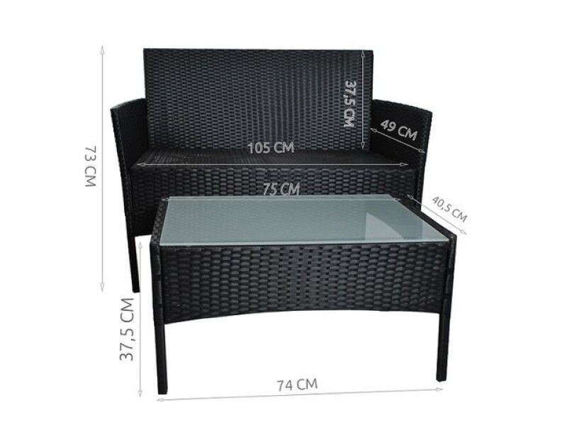 Rattan garden furniture, black