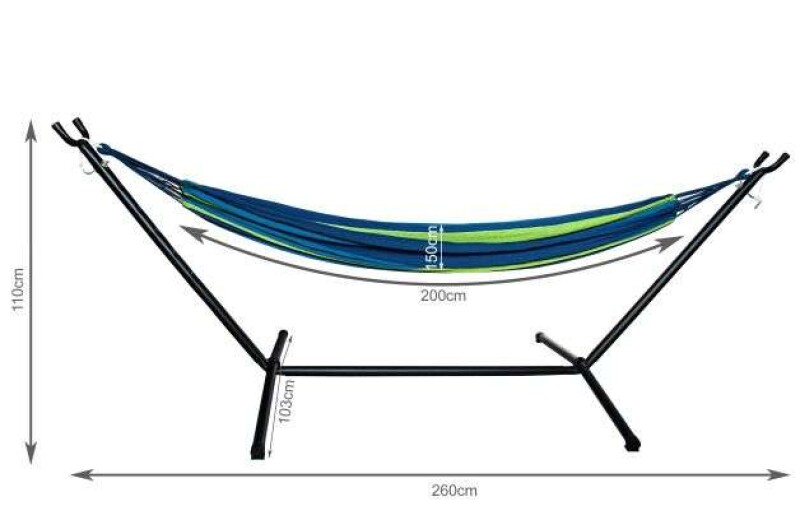 Garden hammock with a frame 200x150 cm, blue-green