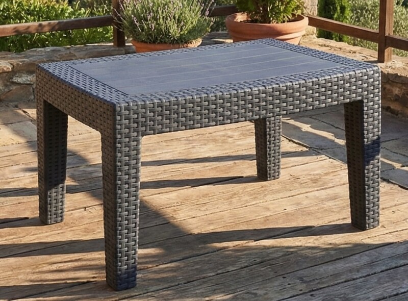 Ротанговый садовый стол 70x50x38 см, серый