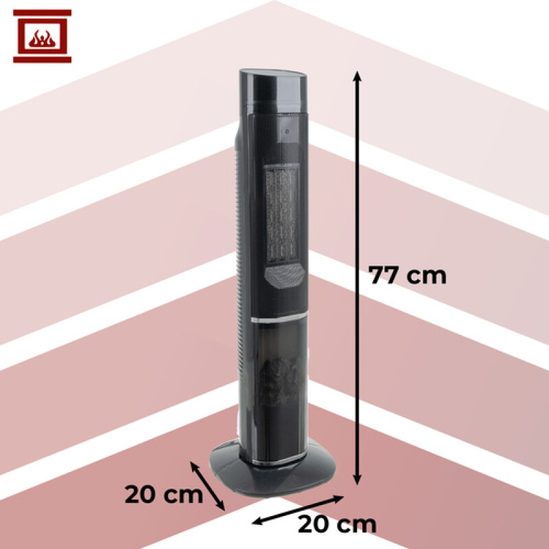 Electric Heater with fireplace effect 2000W with timer, black