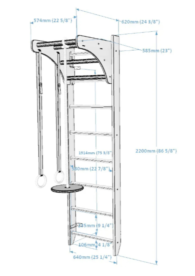 Wooden swing for Swedish Ladder