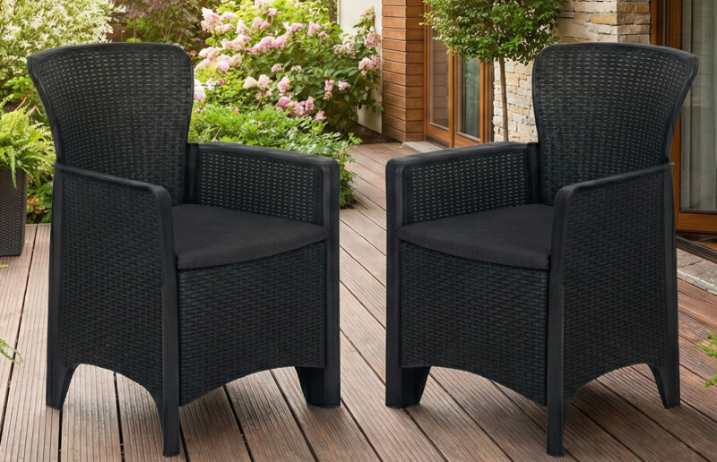 Rotanga dārza krēsli 2 gab., pelēki