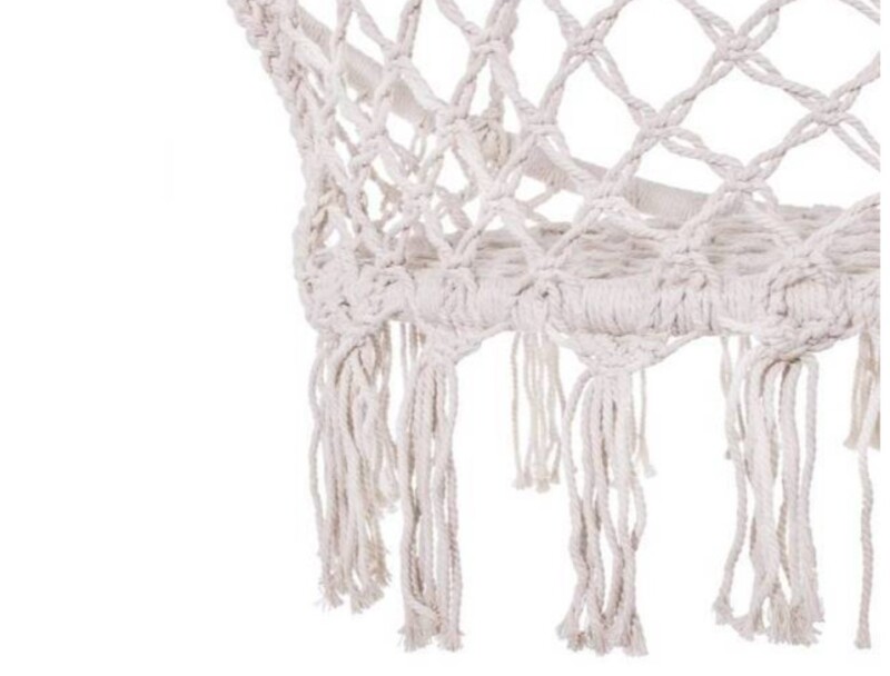 Hanging woven Macrame swing 1.20m, beige round