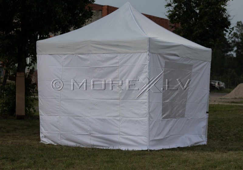 Pop Up Folding awning 3x3 m, with walls, White, N series, aluminum (tent, pavilion, canopy)