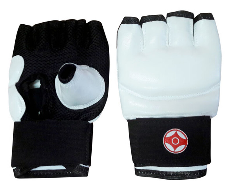 Karate gloves LEOSPORT LR-06 genuine leather, black-white