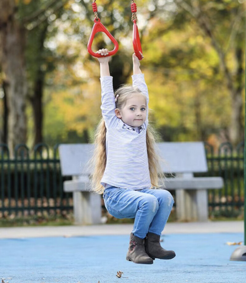 Wooden trapeze with metal rings, 430/100 mm