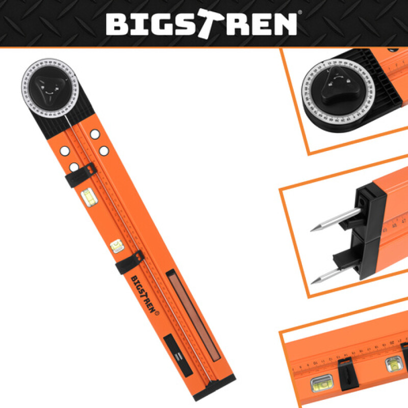 Multifunctional 3-in-1 Adjustable Angle Square, Spirit Level and Compass