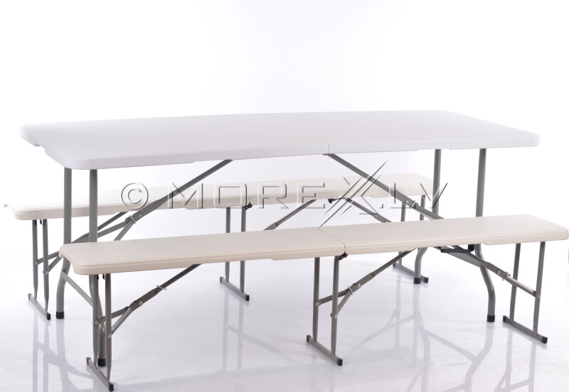 Fold-In-Half Table 183x76cm + 2 Folding Bench