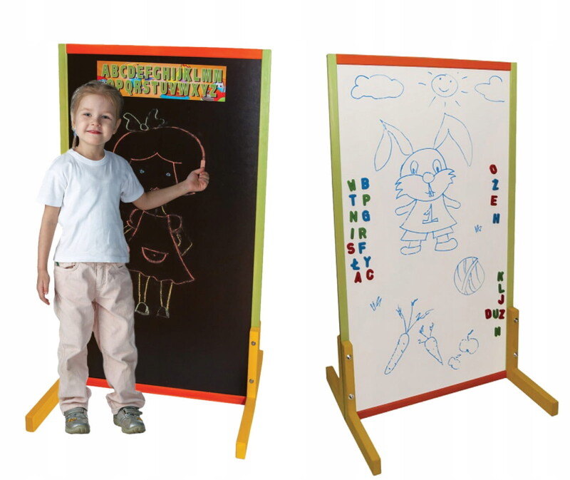 Double-sided wooden board for kids ST04 (66x60x111cm)