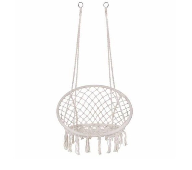 Hanging woven Macrame swing 1.20m, beige round