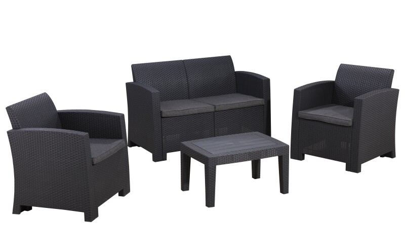 Ротанговый комплект мебели: диван, 2 кресла, стол