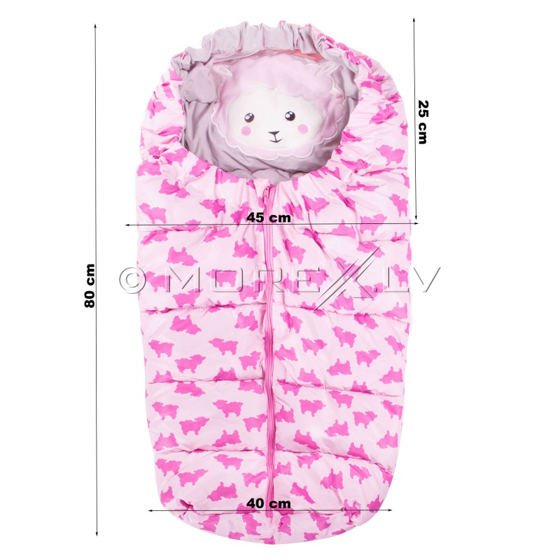 Baby stroller sleeping bag SB007 pink with a print