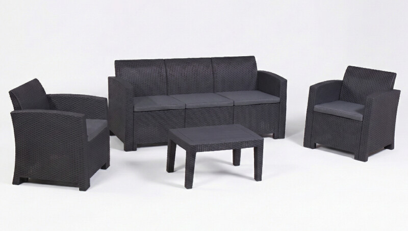 Ротанговый комплект мебели: диван, 2 кресла, стол