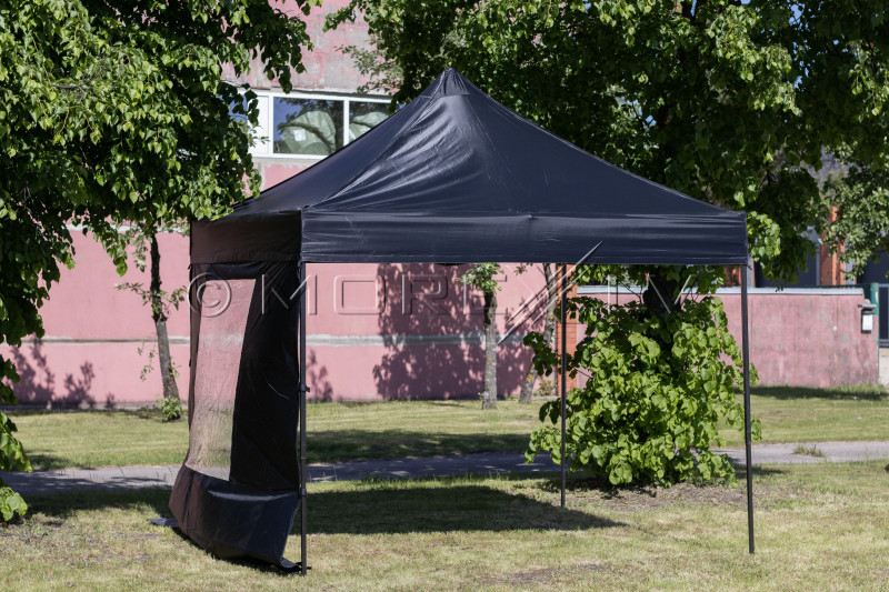 Pop Up Folding tent 2.92x2.92 m, with walls and roof, black, series H black, steel (tent, pavilion, awning)