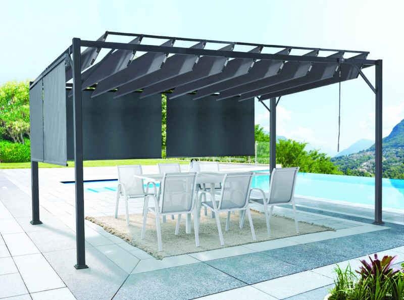 3X4 m Bioclimatic pergola with 4 awnings