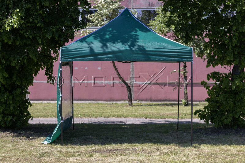 Pop Up Saliekamā nojume 2.92x2.92 m, ar sienām, Zaļa, H sērija, tērauds (tents, paviljons, telts)