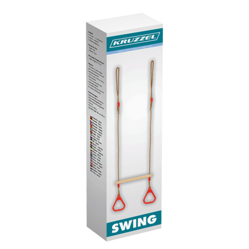 Wooden trapeze with metal rings, 430/100 mm