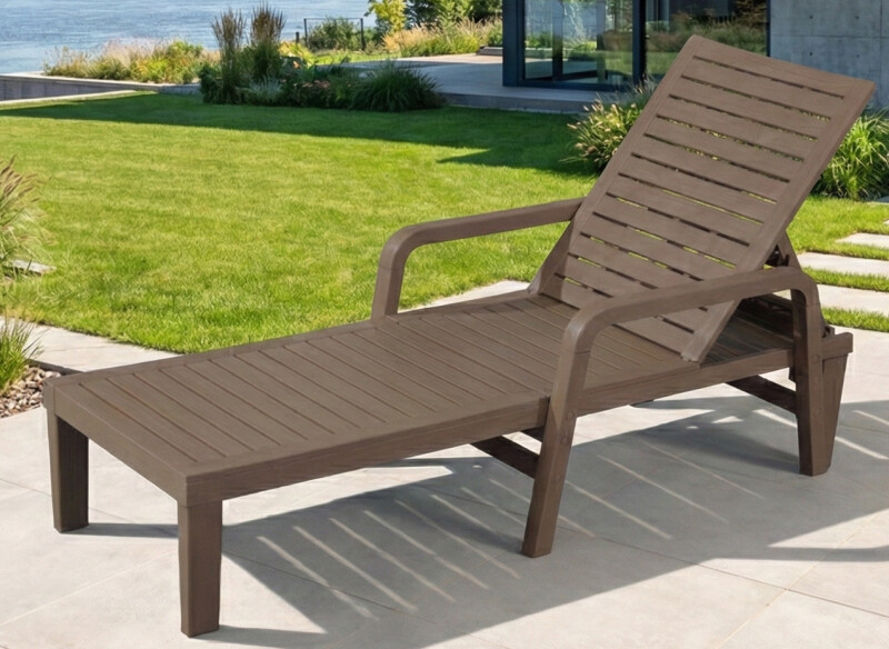 Plastmasas sauļošanas zvilnis (koka imitācija) 183x60 cm, brūns