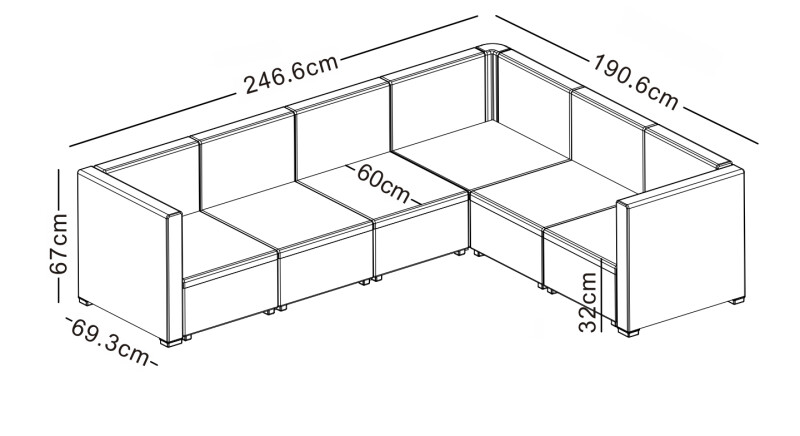 Угловой комплект садовой мебели с дизайном ротанга, серый