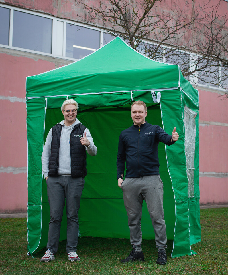 Pop Up Saliekamā nojume 2x2 m, ar sienām, Zaļa, H sērija, tērauds (tents, paviljons, telts)