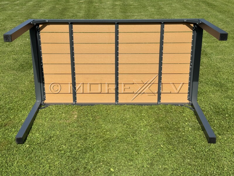Outdoor dining table with wood texture, 150x80x74 cm