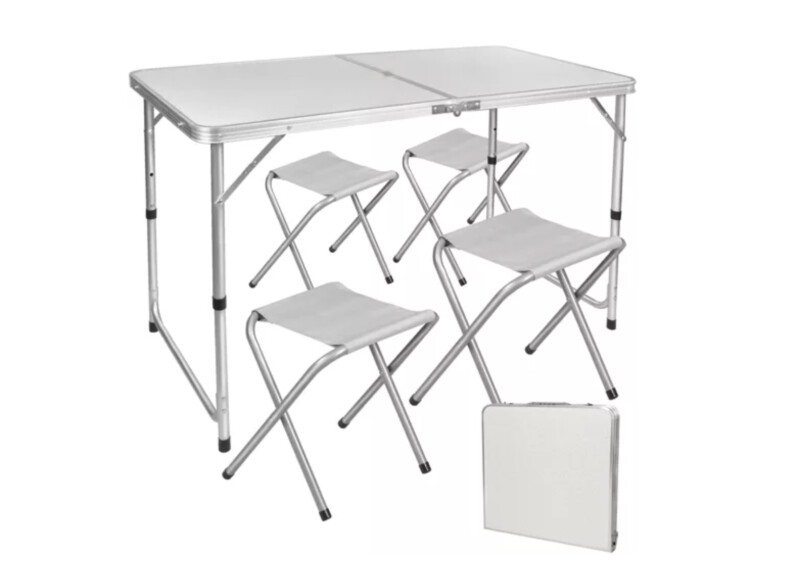 Fold-In-Half Table 120x70cm + 4 Folding Chair