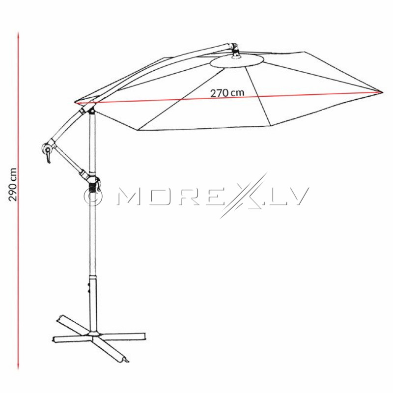 Sun protection umbrella on a stand, 2.7 m