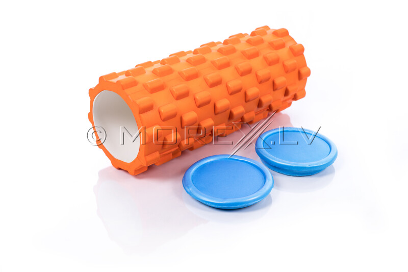 Masāžas jogas pilates putu rullis Grid Roller 33x14cm, oranžs