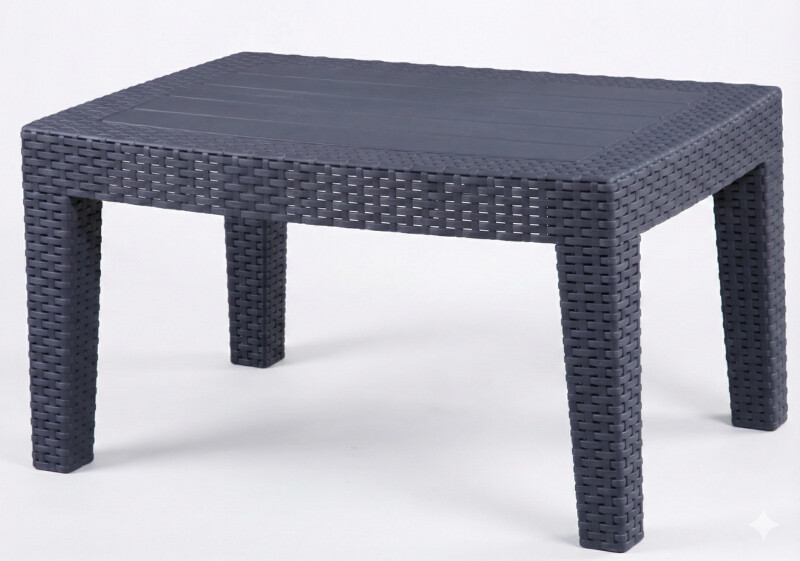 Rattan garden table 70x50x38 cm, grey