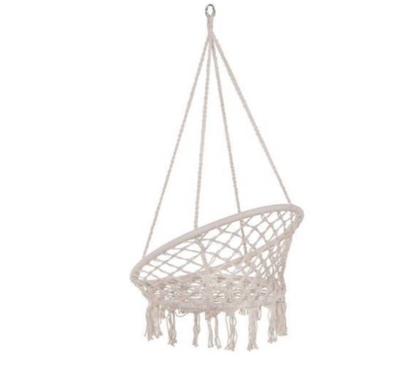 Hanging woven Macrame swing 1.20m, beige round