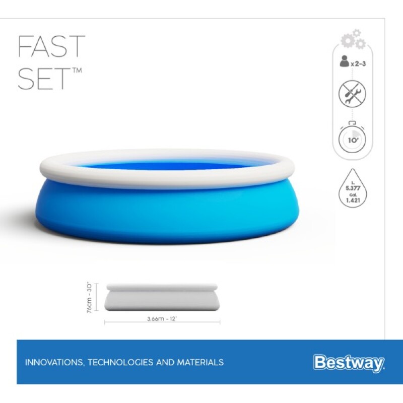 Baseins Bestway Fast Set 366х76 cm Pool Set, ar filtra sūkni (57274)
