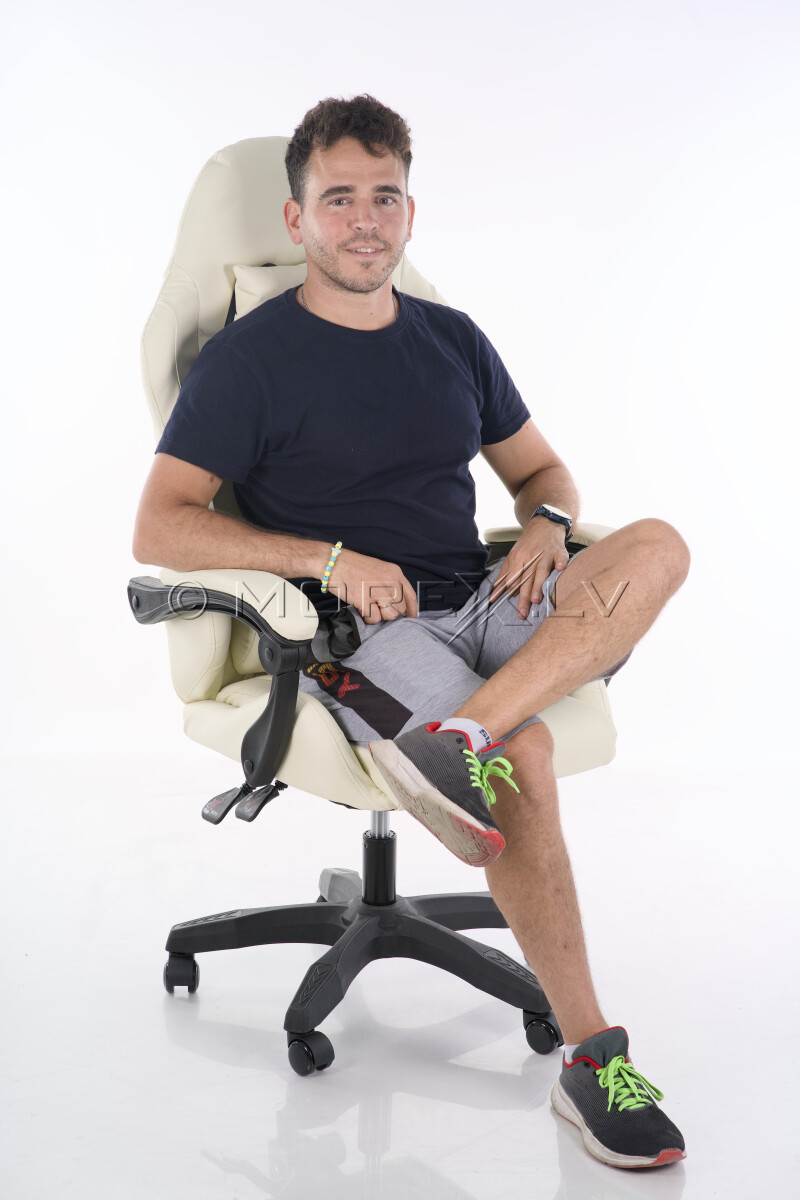Ergonomisks datorkrēsls, biroja krēsls, bēšs