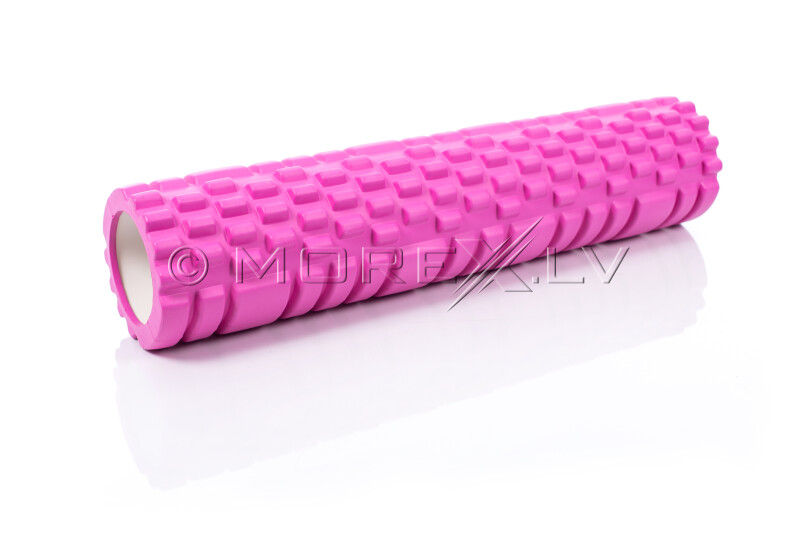 Masāžas jogas pilates putu rullis Yoga Roller 14x62cm, rozā