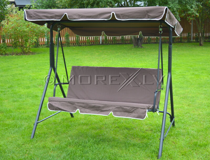 Garden swing 170x110x153 cm, 3-seat, brown