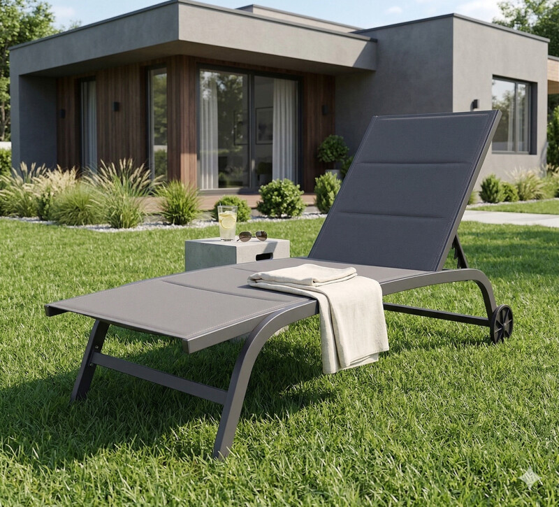 Шезлонг 188x62x35 см, темно серый