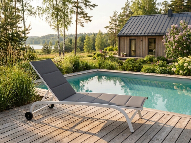 Sun lounger, subbed 188x61x54 cm, dark grey
