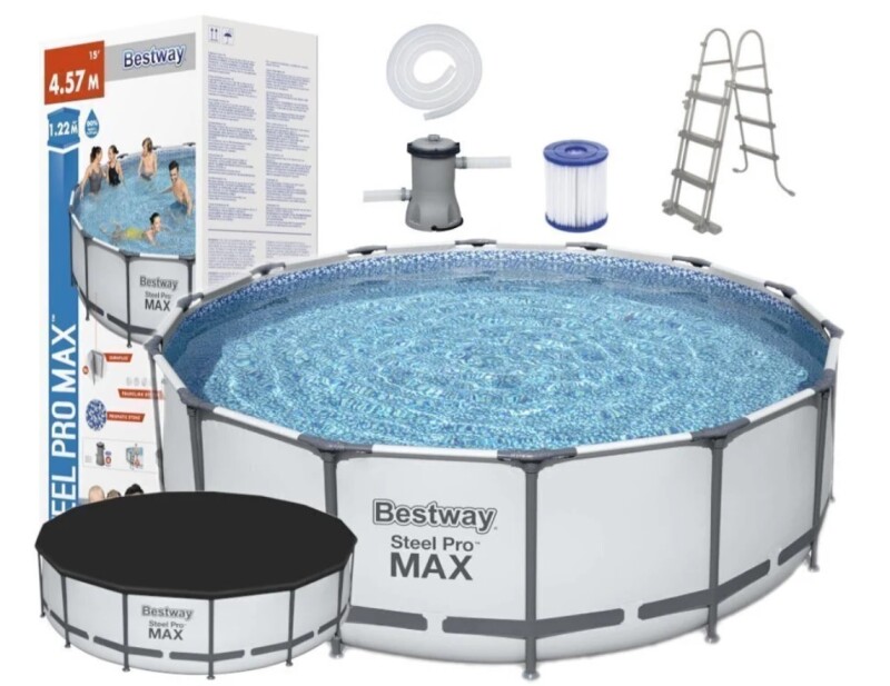 Каркасный бассейн Bestway Steel Pro Max Set 457x122 см, с фильтрующим насосом и аксессуарами (56438)