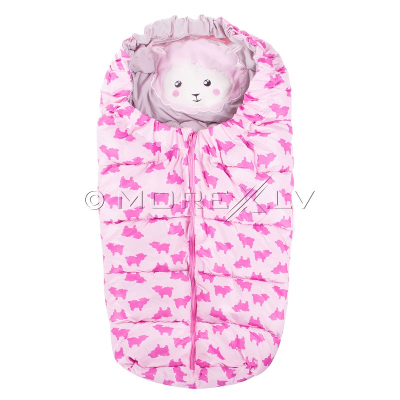 Baby stroller sleeping bag SB007 pink with a print