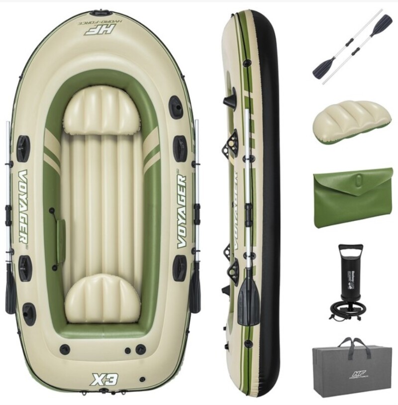 3-vietė pripučiama valtis kietu dugnu Bestway Voyager X3 Raft, 294х137x46 cm, 65164