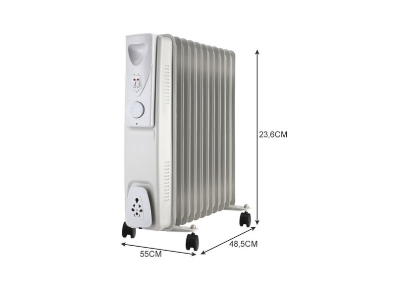 Eļļas radiators 2500W ar termostatu, 11 sekcijas