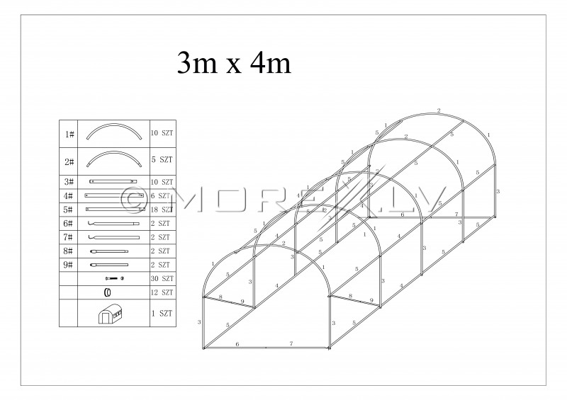 Arch Plastic Film Greenhouse 12m² (3х4m)