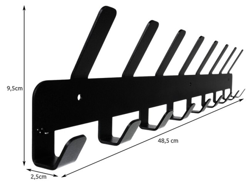 Wall Mounted Coat Hook 17 hooks, black