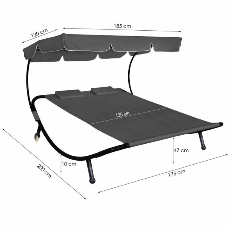 Sodo lova su reguliuojamu stogu dviguba, pilka