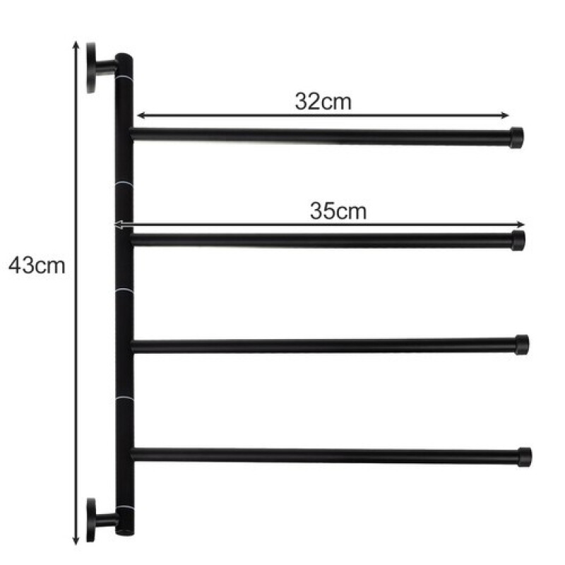 Bathroom towel rack, black