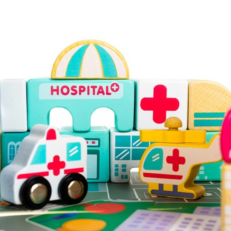 Koka klucīšu komplekts PILSĒTA 115 gab.